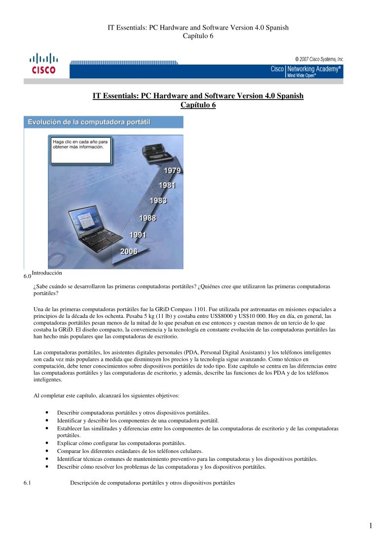 Imágen de pdf Capitulo 6 PC Hardware and Software Version 4.0 Spanish